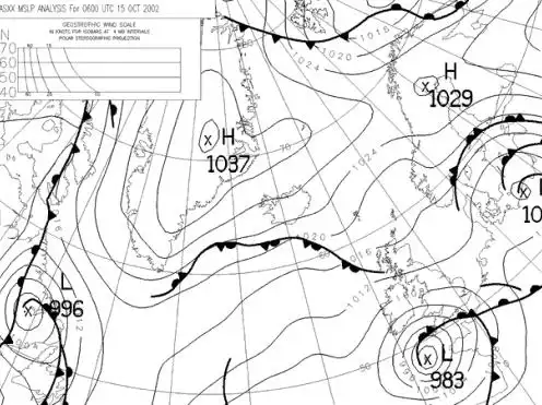 Fax Chart Showing High and Low pressure systems